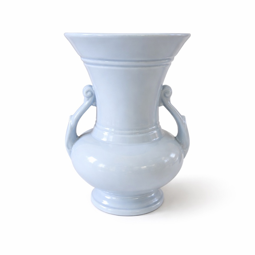 Abingdon Vase Double Handle USA Vintage Baby Blue 9” tall